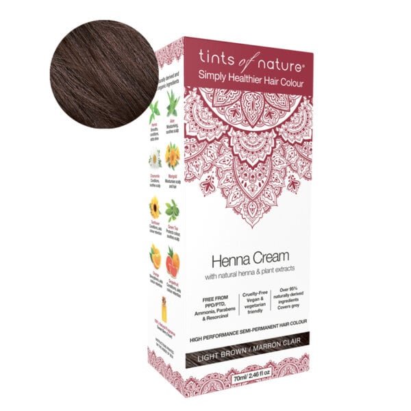 TINTS OF NATURE Henna Cream Light Brown 70 ml Pusiau ilgalaikiai dažai