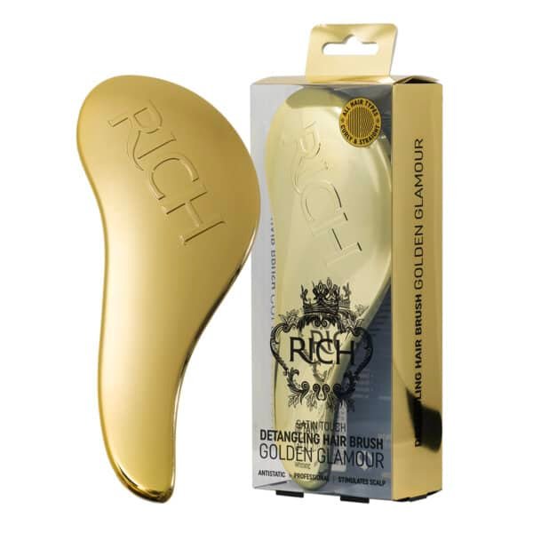 RICH Pure Luxury Satin Touch Detangling Brush Golden Metallic PRIEDAI IR AKSESUARAI