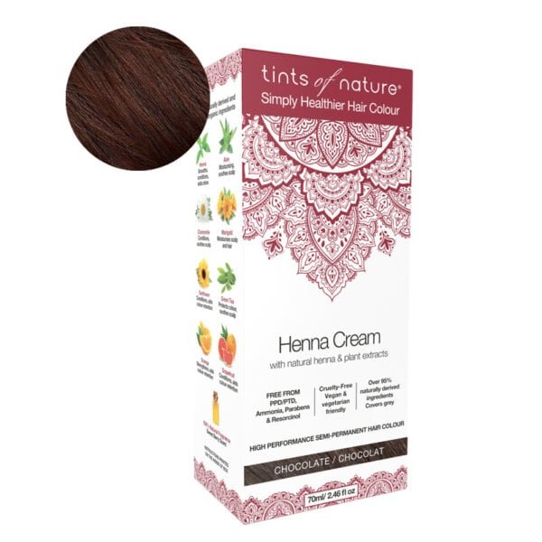 TINTS OF NATURE Henna Cream Chocolate 70 ml Pusiau ilgalaikiai dažai