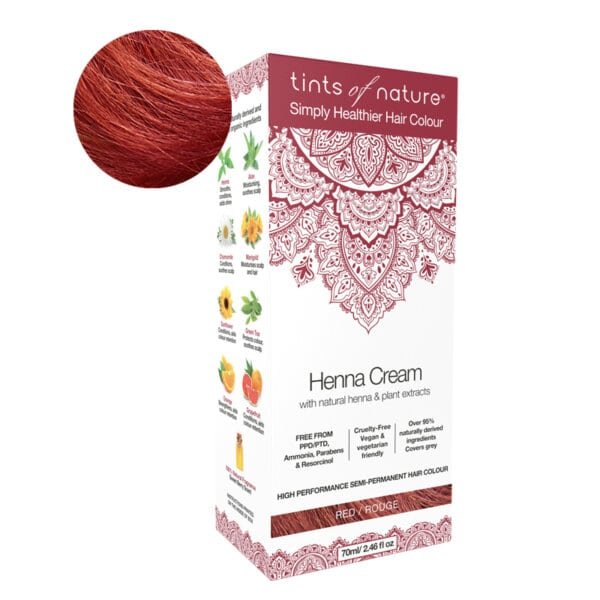 TINTS OF NATURE Henna Cream Red 70 ml Pusiau ilgalaikiai dažai