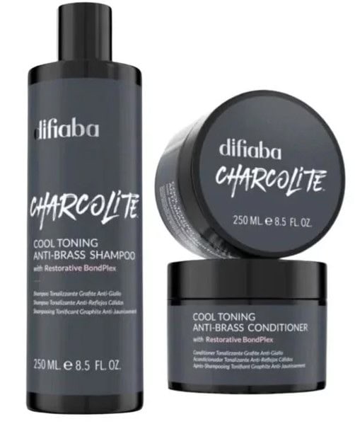 Difiaba Charcolite Cool Toning Anti-Brass Duo Set 250 ml + 250 ml